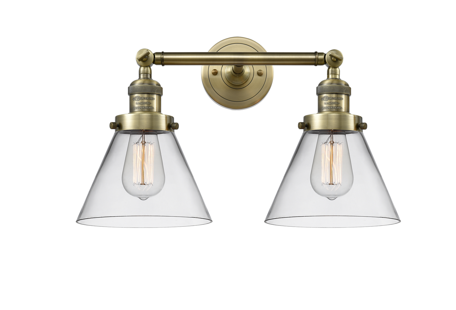 Two Light Bath Vanity by Innovations - Franklin Restoration Collection, Antique Brass Finish - 208-AB-G42