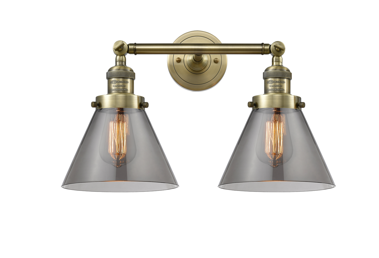 Two Light Bath Vanity by Innovations - Franklin Restoration Collection, Antique Brass Finish - 208-AB-G43