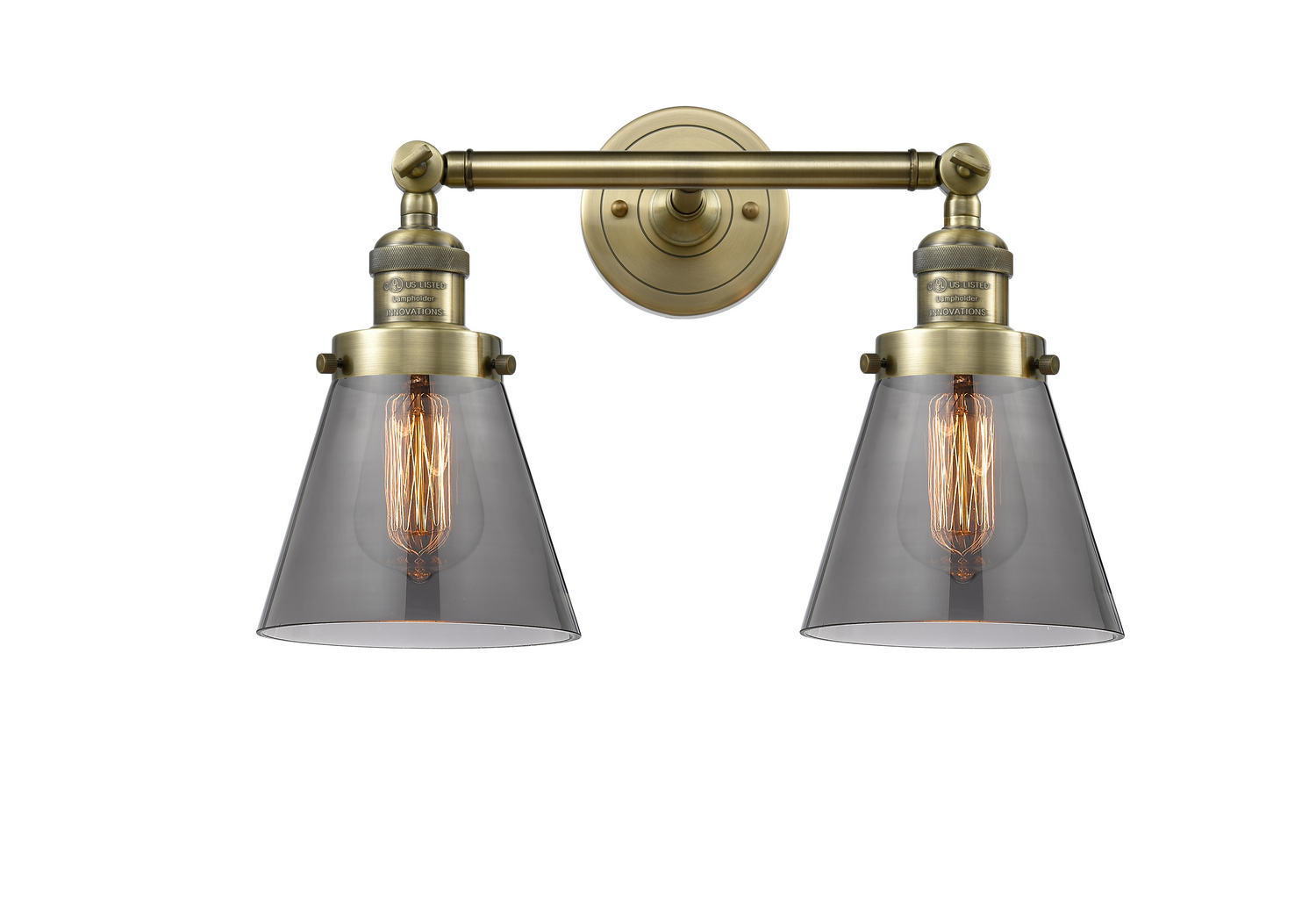 Two Light Bath Vanity by Innovations - Franklin Restoration Collection, Antique Brass Finish - 208-AB-G63