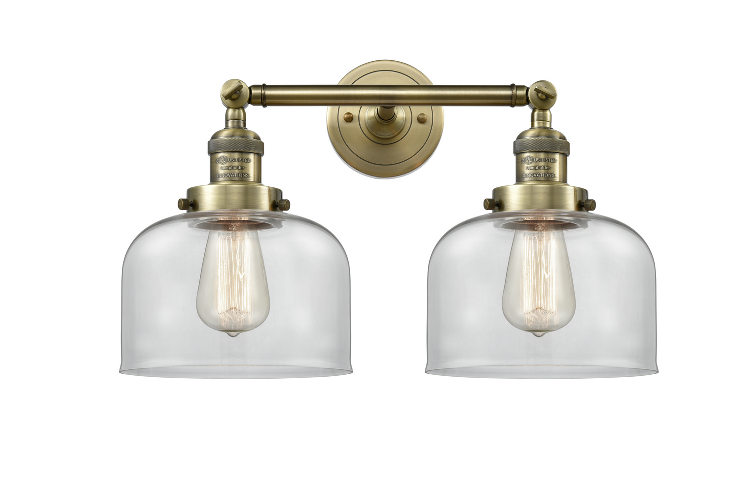 Two Light Bath Vanity by Innovations - Franklin Restoration Collection, Antique Brass Finish - 208-AB-G72