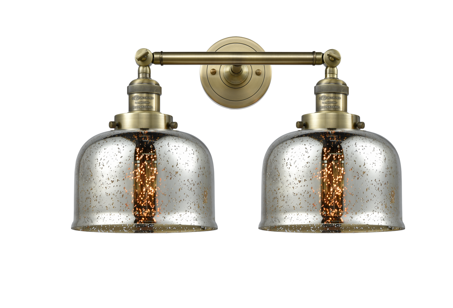 Two Light Bath Vanity by Innovations - Franklin Restoration Collection, Antique Brass Finish - 208-AB-G78