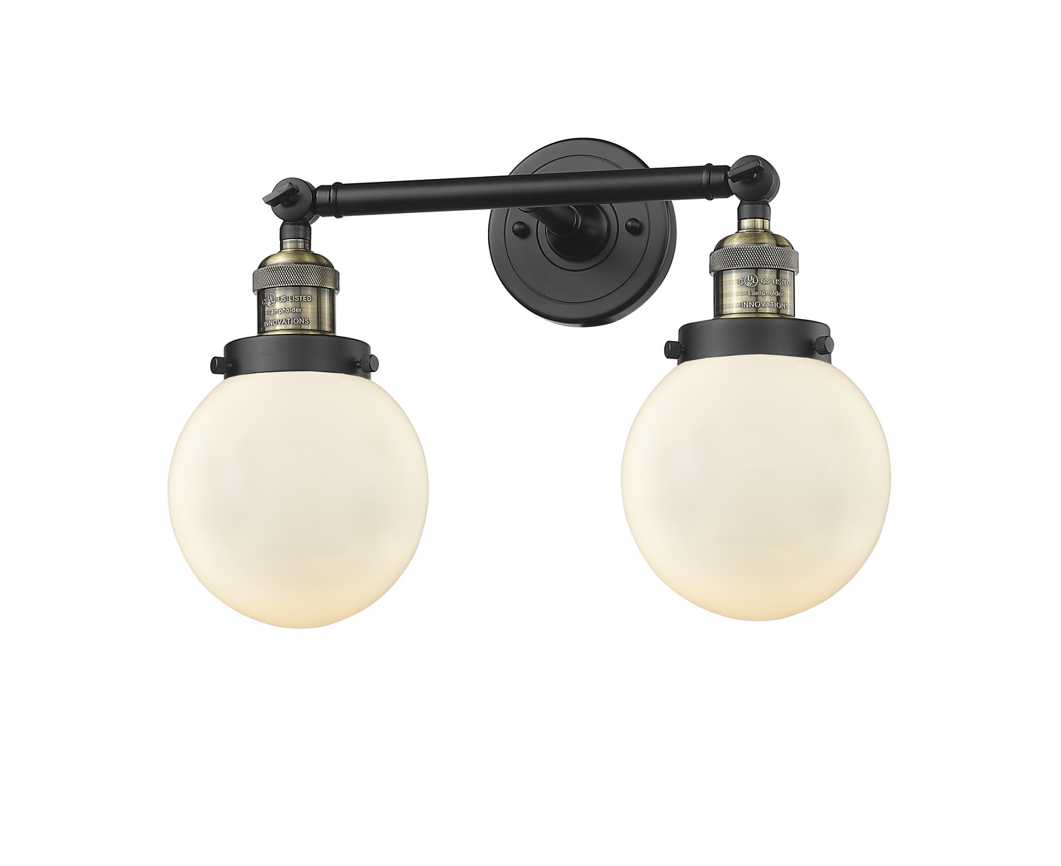 Two Light Bath Vanity by Innovations - Franklin Restoration Collection, Black Antique Brass Finish - 208-BAB-G201-6