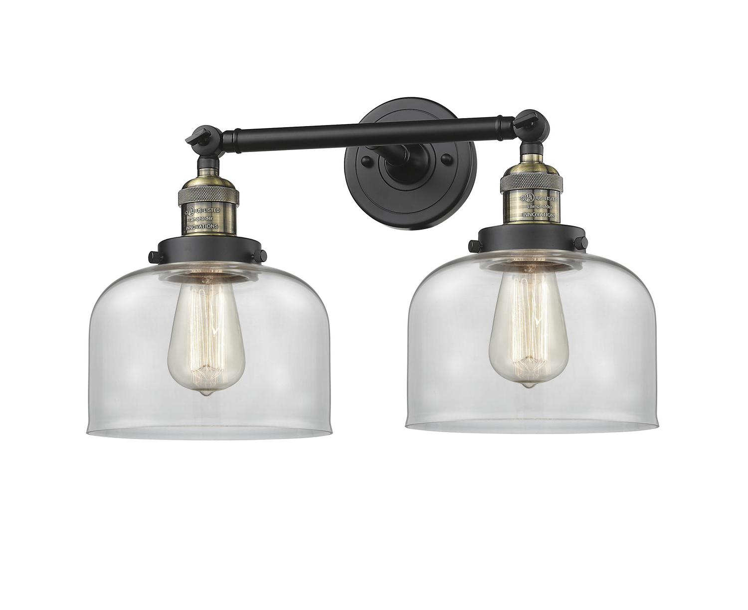 Two Light Bath Vanity by Innovations - Franklin Restoration Collection, Black Antique Brass Finish - 208-BAB-G72