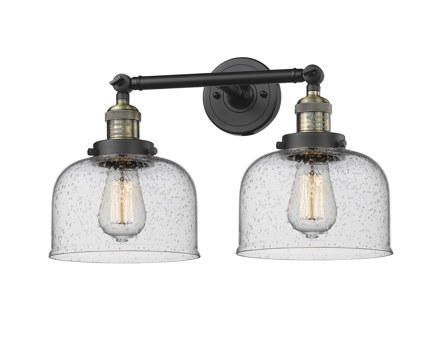Two Light Bath Vanity by Innovations - Franklin Restoration Collection, Black Antique Brass Finish - 208-BAB-G74