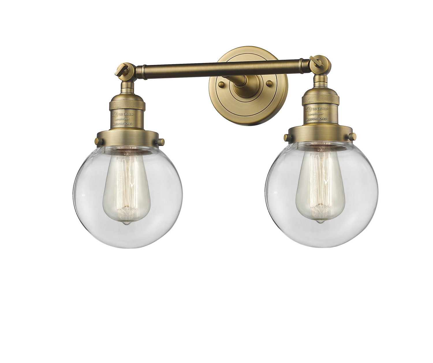 Two Light Bath Vanity by Innovations - Franklin Restoration Collection, Brushed Brass Finish - 208-BB-G202-6