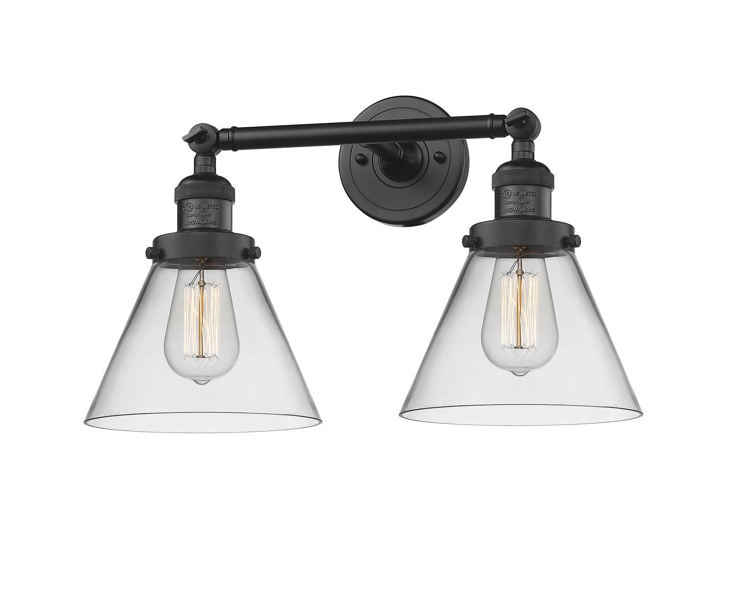 Two Light Bath Vanity by Innovations - Franklin Restoration Collection, Matte Black Finish - 208-BK-G42