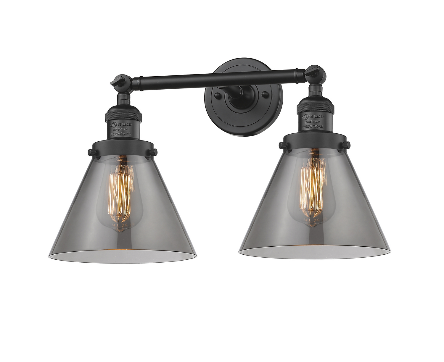 Two Light Bath Vanity by Innovations - Franklin Restoration Collection, Matte Black Finish - 208-BK-G43
