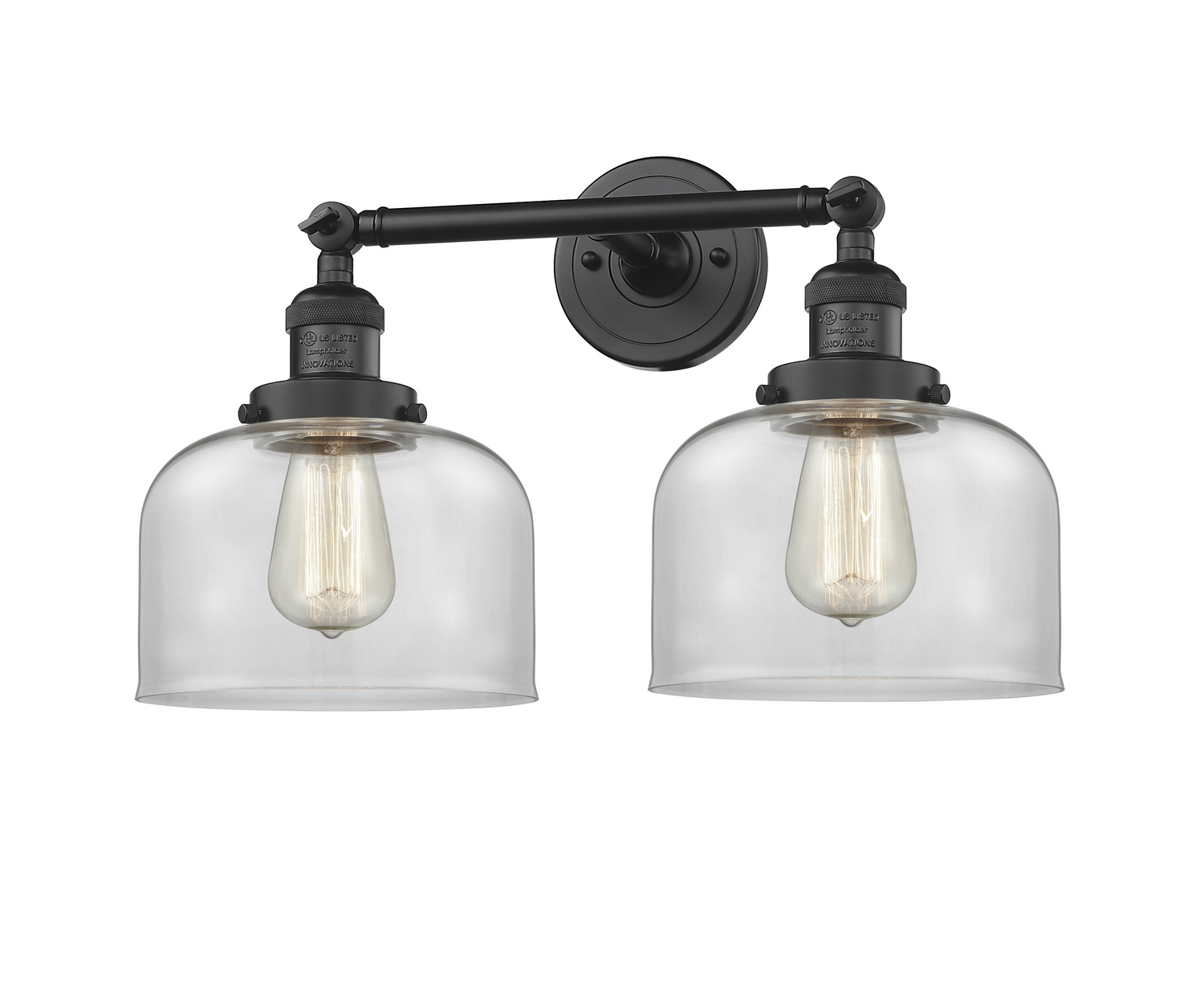 Two Light Bath Vanity by Innovations - Franklin Restoration Collection, Matte Black Finish - 208-BK-G72