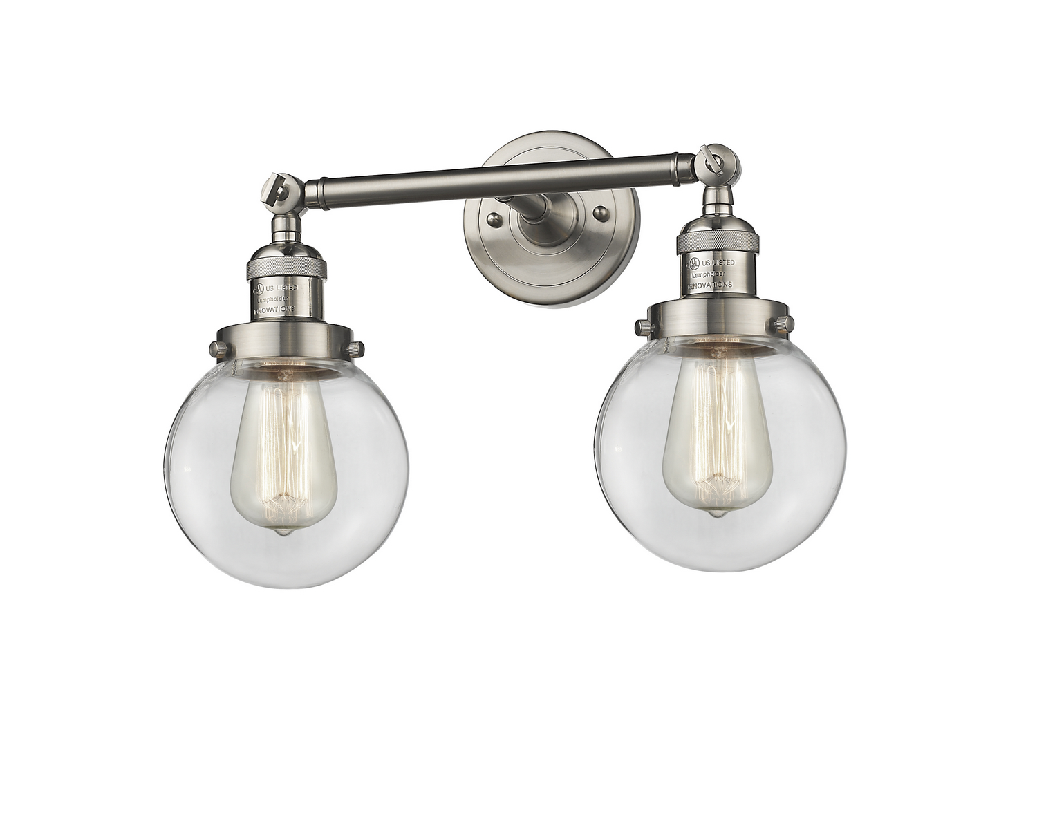 Two Light Bath Vanity by Innovations - Franklin Restoration Collection, Brushed Satin Nickel Finish - 208-SN-G202-6