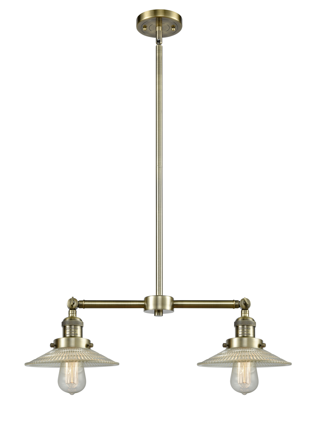 Two Light Island Pendant by Innovations - Franklin Restoration Collection, Antique Brass Finish - 209-AB-G2