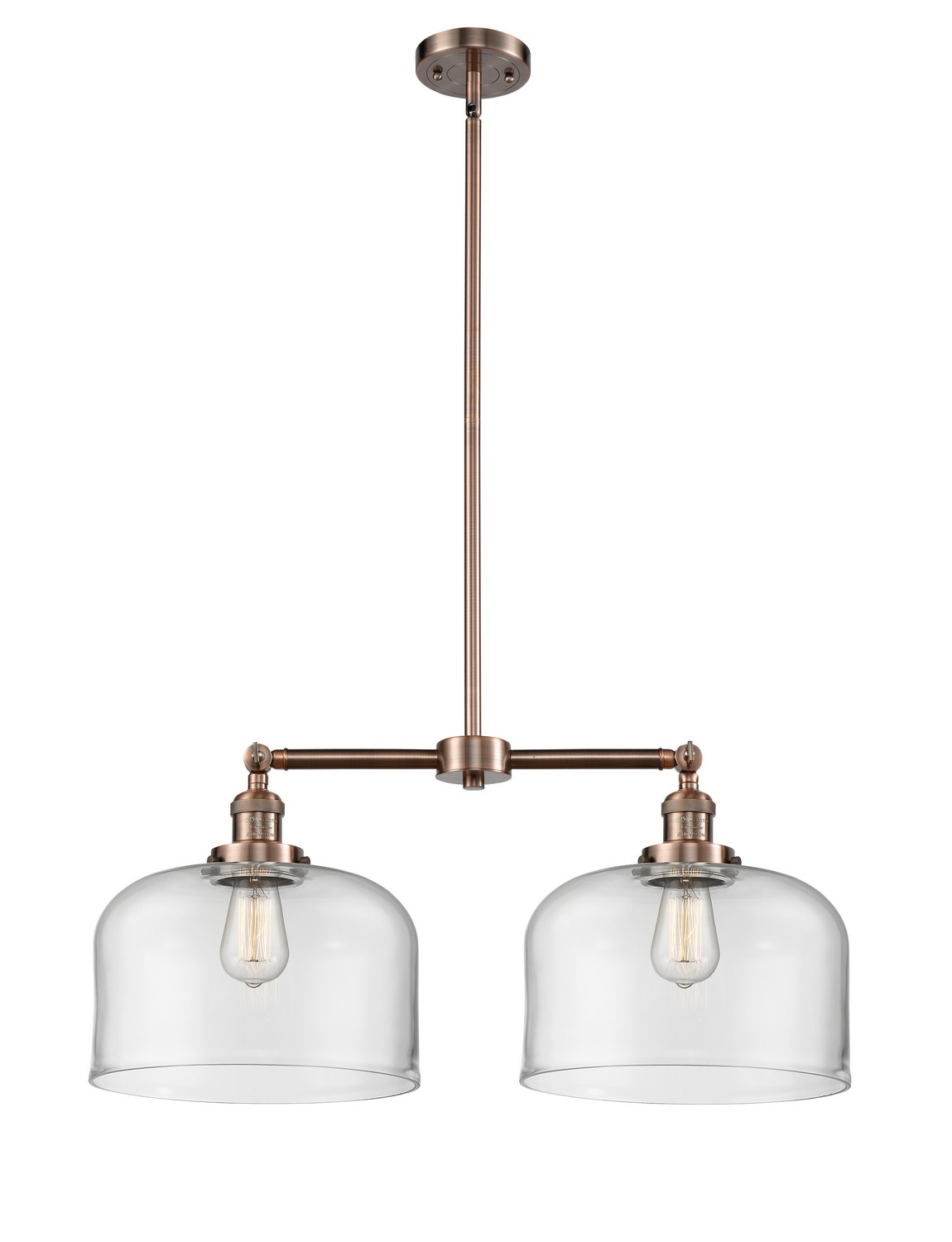 Two Light Island Pendant by Innovations - Franklin Restoration Collection, Antique Copper Finish - 209-AC-G72-L