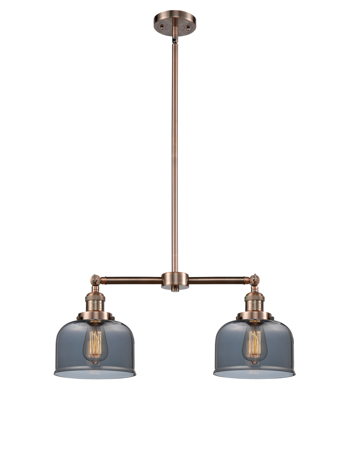 Two Light Island Pendant by Innovations - Franklin Restoration Collection, Antique Copper Finish - 209-AC-G73