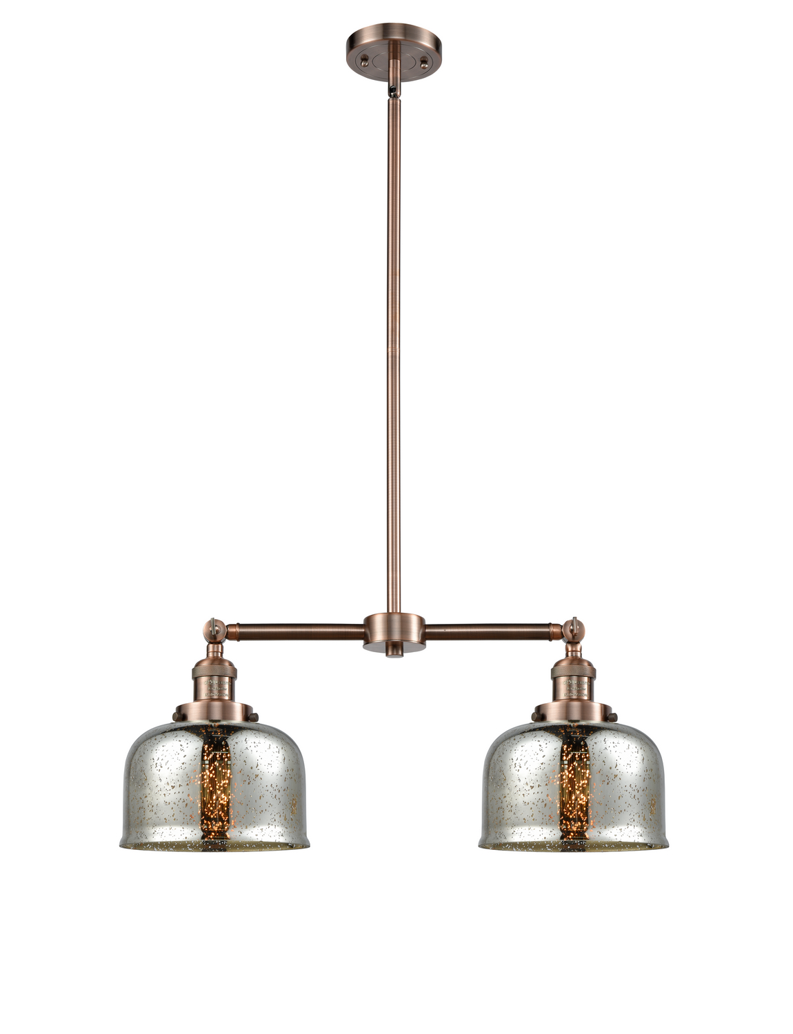 Two Light Island Pendant by Innovations - Franklin Restoration Collection, Antique Copper Finish - 209-AC-G78