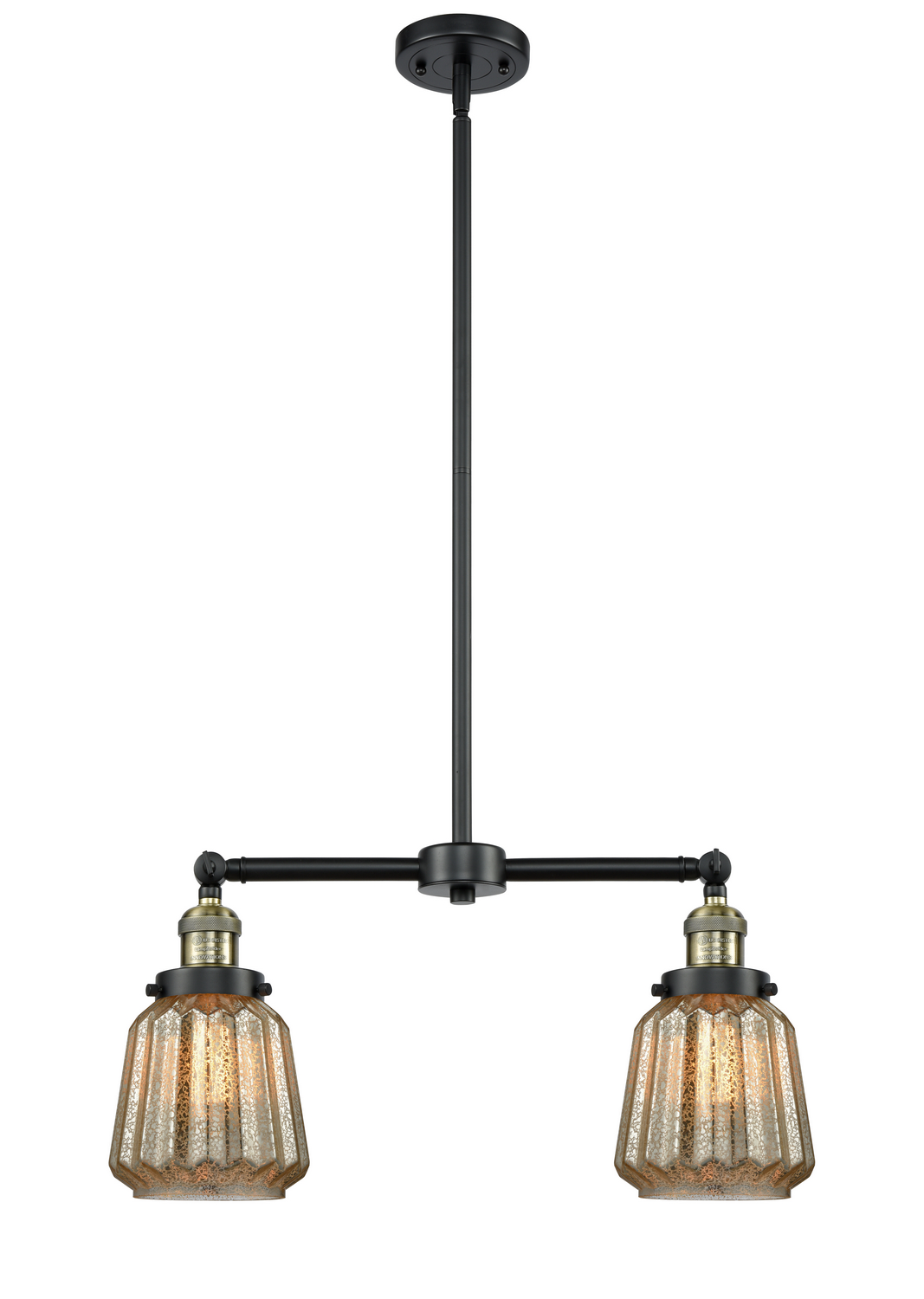 Two Light Island Pendant by Innovations - Franklin Restoration Collection, Black Antique Brass Finish - 209-BAB-G146