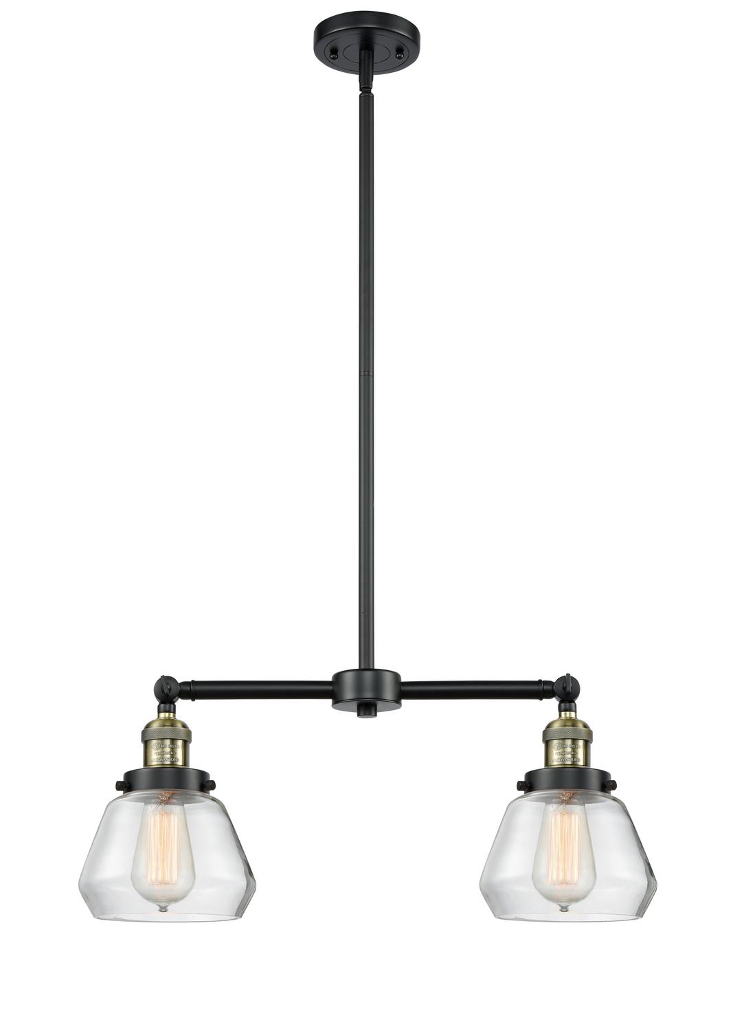 Two Light Island Pendant by Innovations - Franklin Restoration Collection, Black Antique Brass Finish - 209-BAB-G172