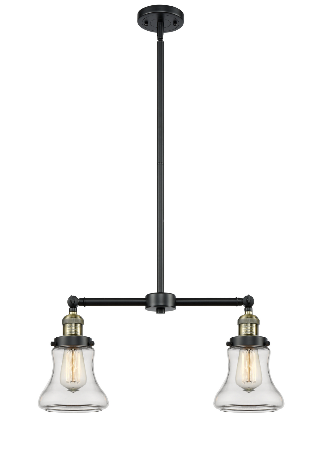 Two Light Island Pendant by Innovations - Franklin Restoration Collection, Black Antique Brass Finish - 209-BAB-G192