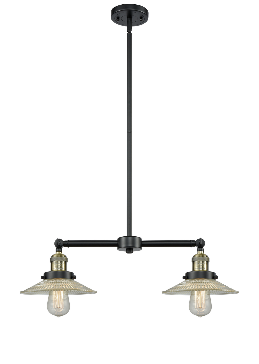 Two Light Island Pendant by Innovations - Franklin Restoration Collection, Black Antique Brass Finish - 209-BAB-G2