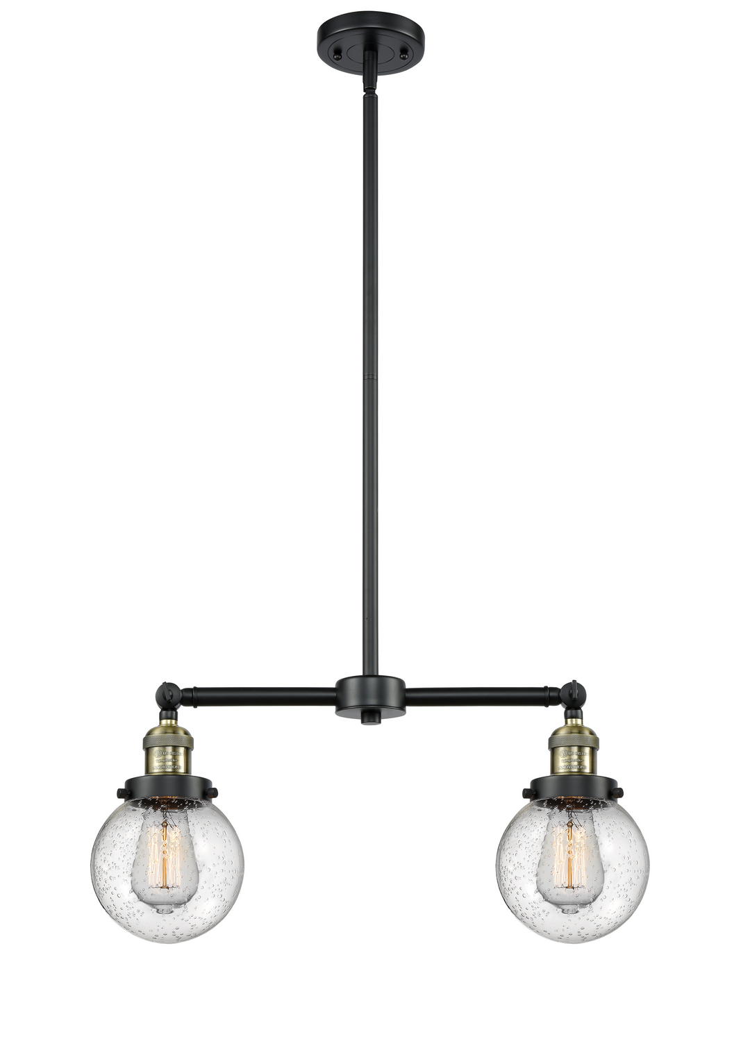 Two Light Island Pendant by Innovations - Franklin Restoration Collection, Black Antique Brass Finish - 209-BAB-G204-6