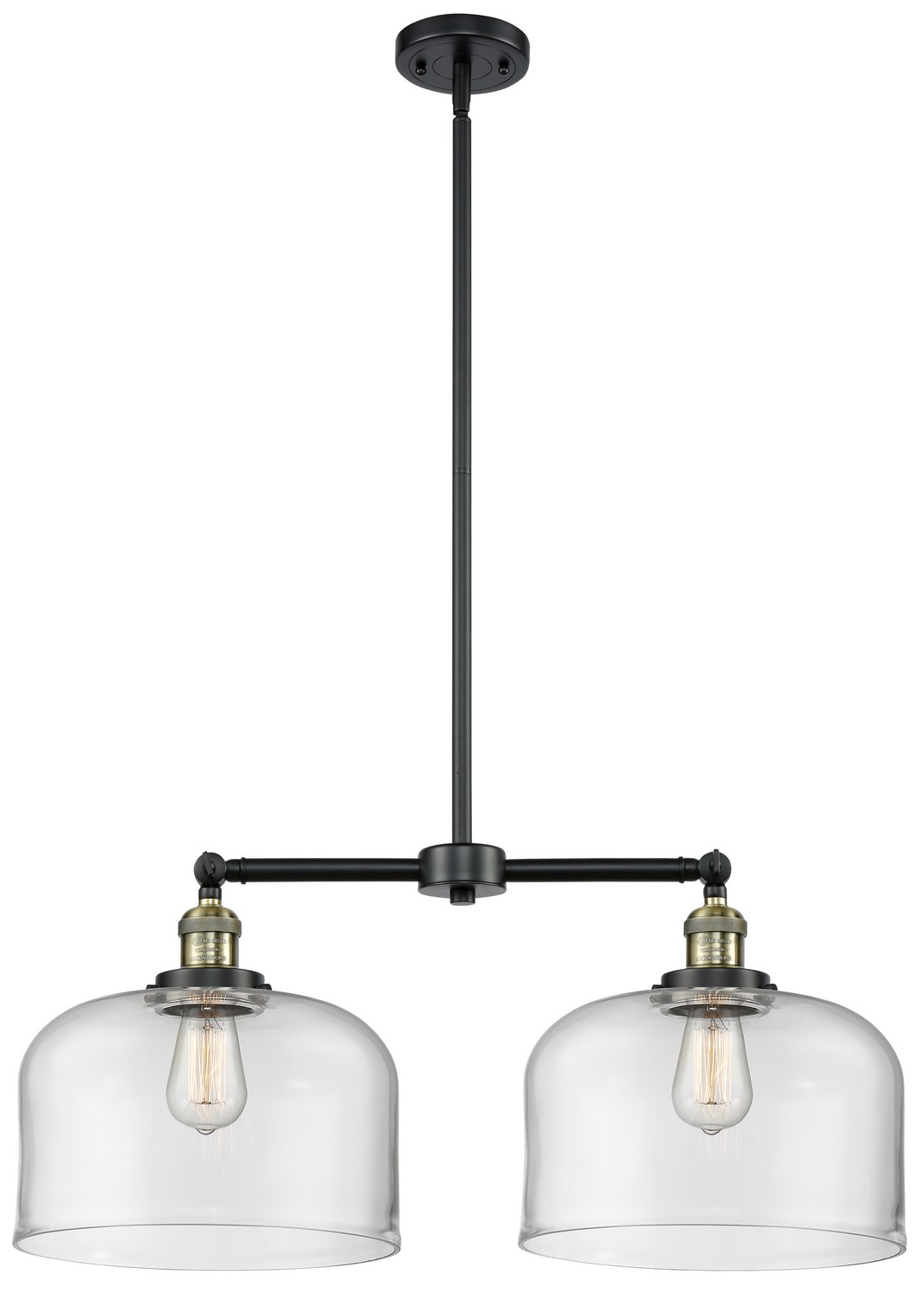 Two Light Island Pendant by Innovations - Franklin Restoration Collection, Black Antique Brass Finish - 209-BAB-G72-L