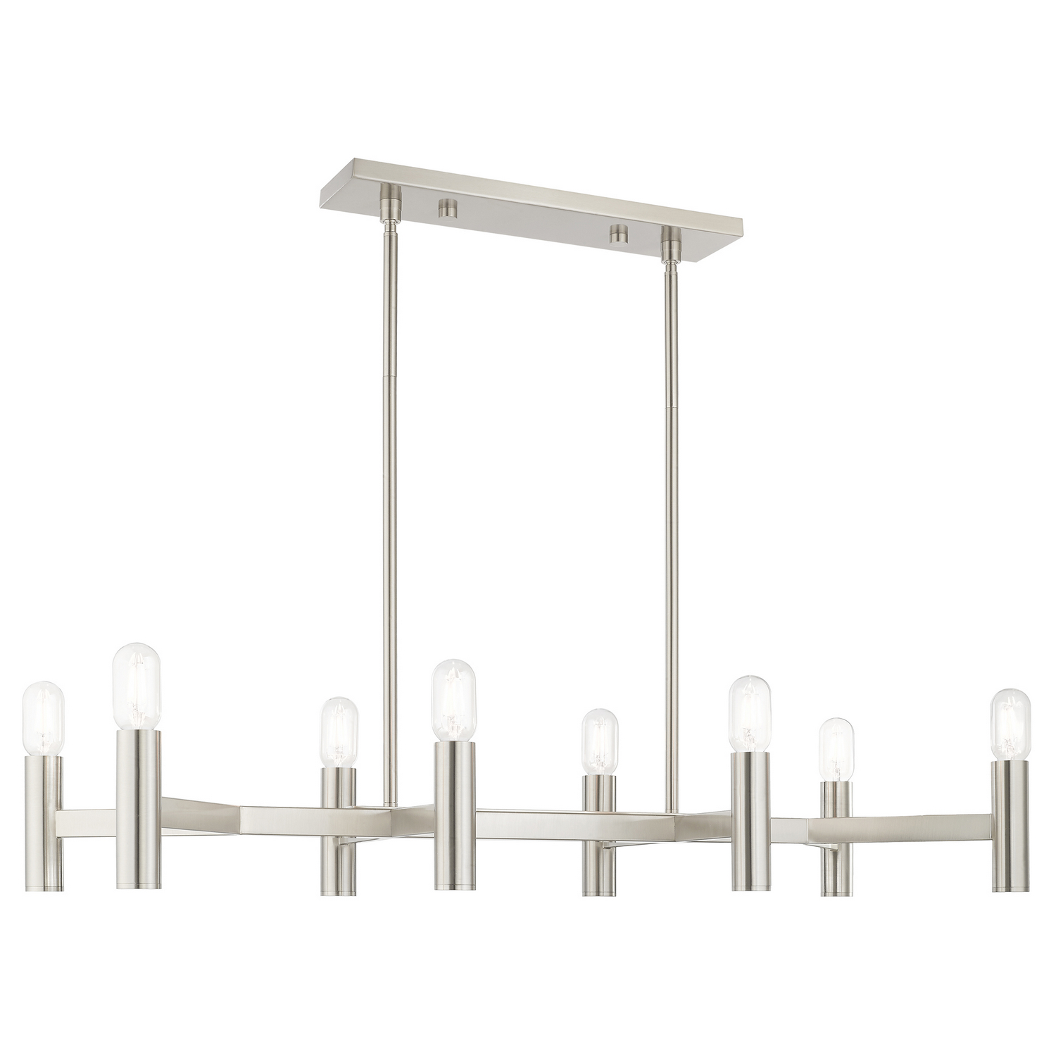 Photos - Chandelier / Lamp Wide Livex Brushed Nickel Eight Light Linear Chandelier from the Copenhagen Collection 51138-91