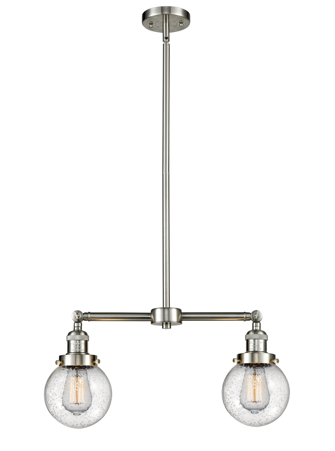 Two Light Island Pendant by Innovations - Franklin Restoration Collection, Brushed Satin Nickel Finish - 209-SN-G204-6
