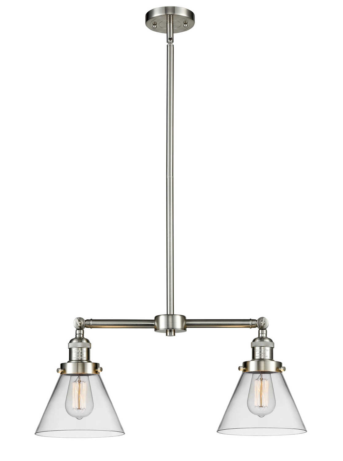 Two Light Island Pendant by Innovations - Franklin Restoration Collection, Brushed Satin Nickel Finish - 209-SN-G42