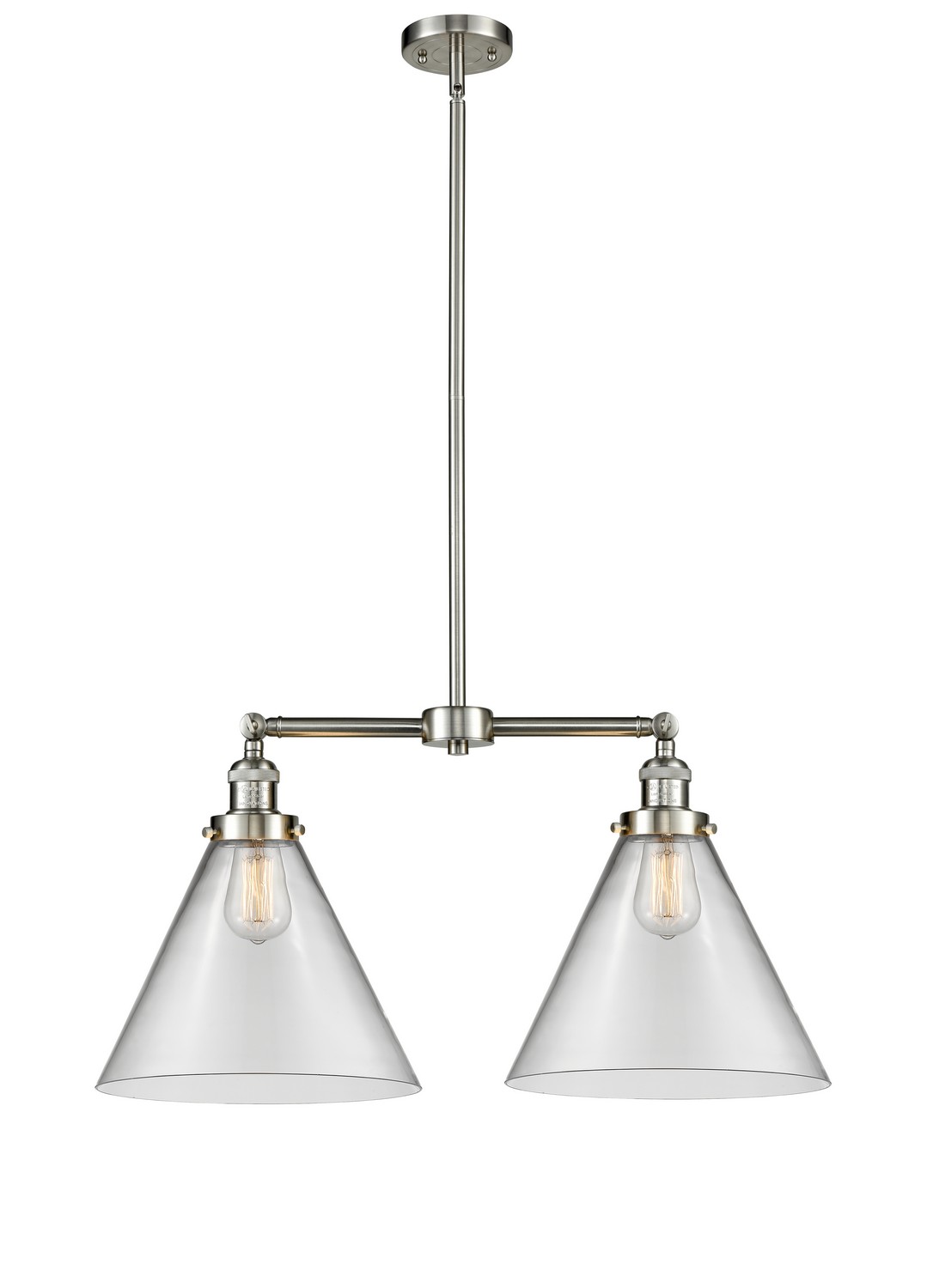 Two Light Island Pendant by Innovations - Franklin Restoration Collection, Brushed Satin Nickel Finish - 209-SN-G42-L