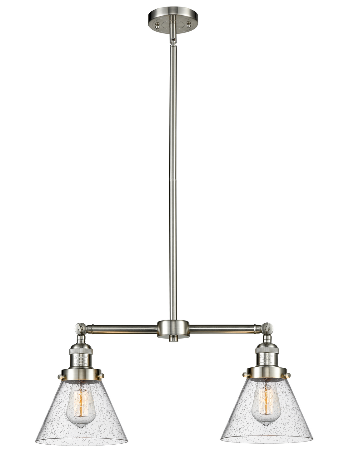 Two Light Island Pendant by Innovations - Franklin Restoration Collection, Brushed Satin Nickel Finish - 209-SN-G44