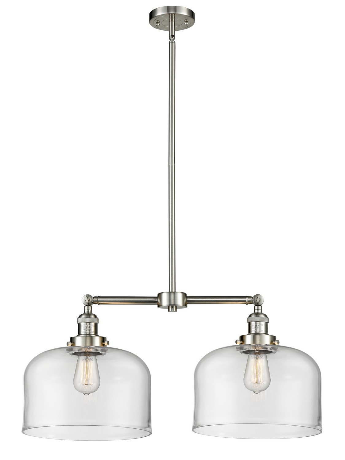 Two Light Island Pendant by Innovations - Franklin Restoration Collection, Brushed Satin Nickel Finish - 209-SN-G72-L