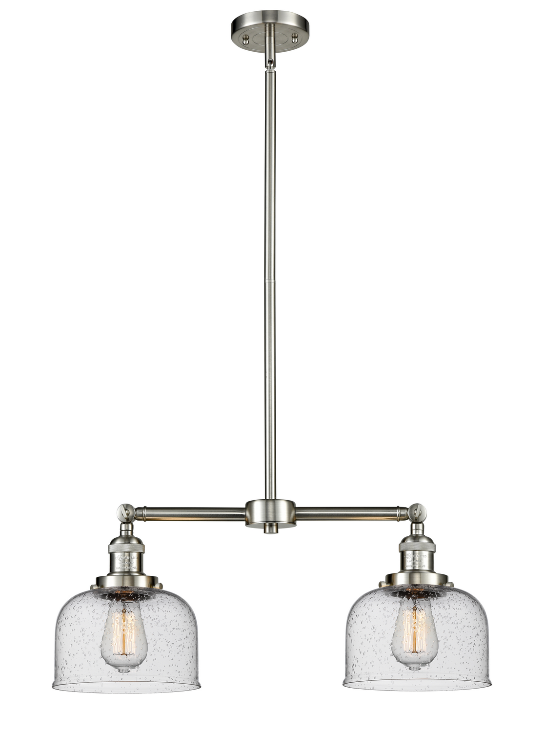 Two Light Island Pendant by Innovations - Franklin Restoration Collection, Brushed Satin Nickel Finish - 209-SN-G74
