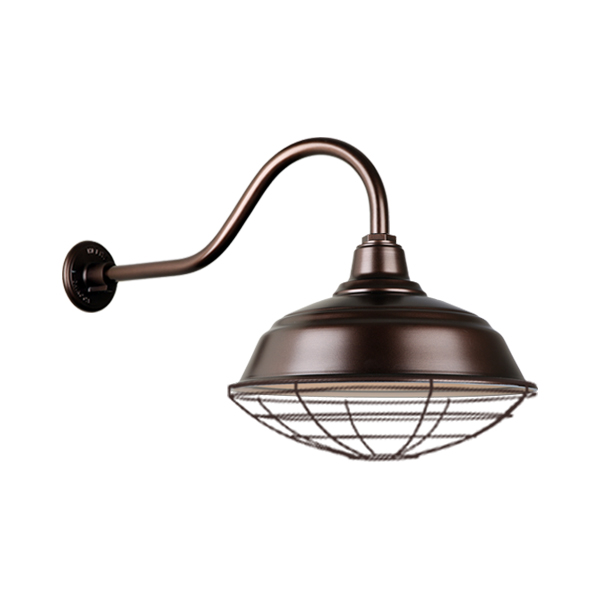Hi Lite Warehouse One Light Outdoor Gooseneck Light in Oil Rubbed Bronze - H-QSN15117-SA-145/QSNHL-A-145/QSNWGR-17``-145