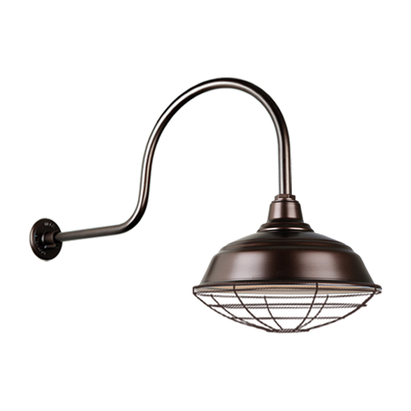 Hi Lite Warehouse One Light Outdoor Gooseneck Light in Oil Rubbed Bronze - H-QSN15117-SA-145/QSNHL-C-145/QSNWGR-17``-145