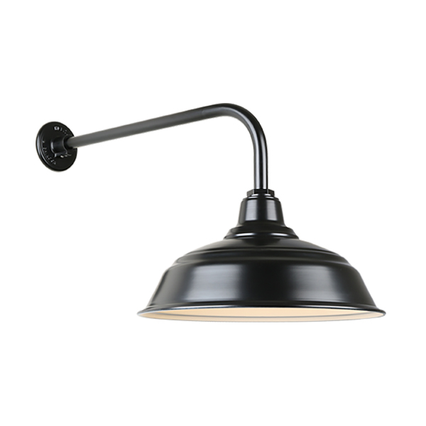 Hi Lite Warehouse One Light Outdoor Gooseneck Light in Black - H-QSN15117-SA-91/QSNB-13-91