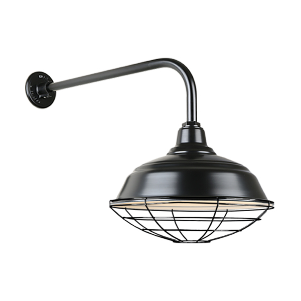 Hi Lite Warehouse One Light Outdoor Gooseneck Light in Black - H-QSN15117-SA-91/QSNB-13-91/QSNWGR-17``-91