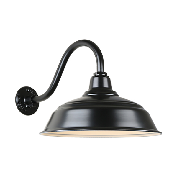 Hi Lite Warehouse One Light Outdoor Gooseneck Light in Black - H-QSN15117-SA-91/QSNB-42-91