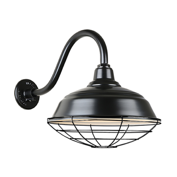 Hi Lite Warehouse One Light Outdoor Gooseneck Light in Black - H-QSN15117-SA-91/QSNB-42-91/QSNWGR-17``-91