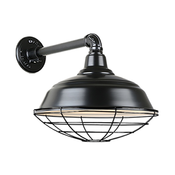 Hi Lite Warehouse One Light Outdoor Gooseneck Light in Black - H-QSN15117-SA-91/QSNB-44-91/QSNWGR-17``-91
