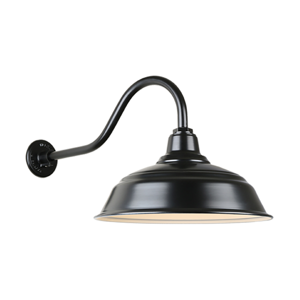 Hi Lite Warehouse One Light Outdoor Gooseneck Light in Black - H-QSN15117-SA-91/QSNHL-A-91