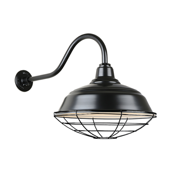 Hi Lite Warehouse One Light Outdoor Gooseneck Light in Black - H-QSN15117-SA-91/QSNHL-A-91/QSNWGR-17``-91
