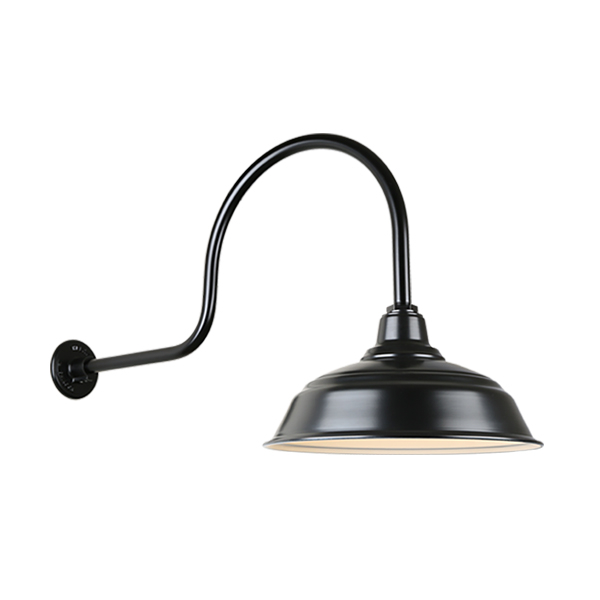 Hi Lite Warehouse One Light Outdoor Gooseneck Light in Black - H-QSN15117-SA-91/QSNHL-C-91