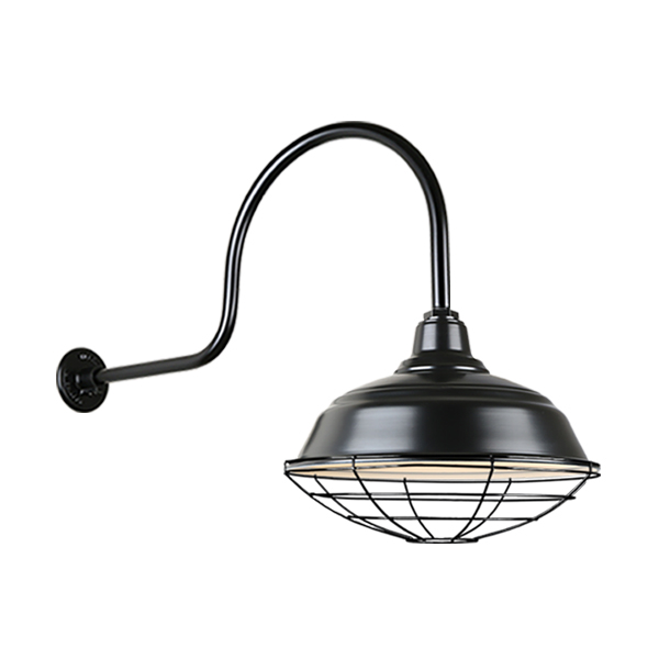 Hi Lite Warehouse One Light Outdoor Gooseneck Light in Black - H-QSN15117-SA-91/QSNHL-C-91/QSNWGR-17``-91