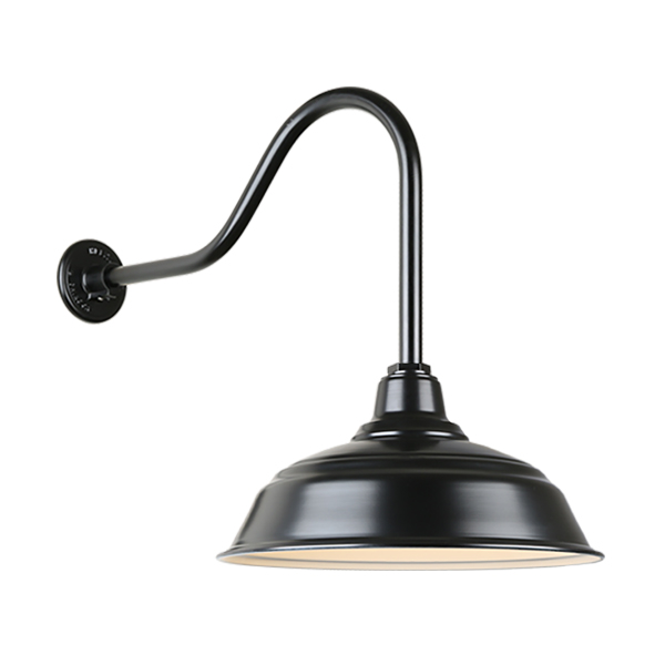 Hi Lite Warehouse One Light Outdoor Gooseneck Light in Black - H-QSN15117-SA-91/QSNHL-H-91