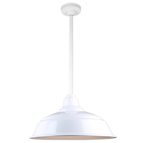 Hi Lite Warehouse One Light Pendant in White - H-QSN15117-SA-93/QSN24``ST3-93/QSNHSC-93