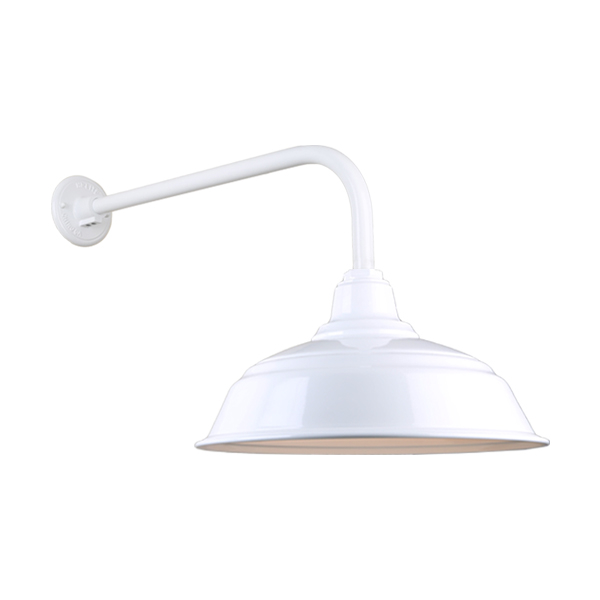 Hi Lite Warehouse One Light Outdoor Gooseneck Light in White - H-QSN15117-SA-93/QSNB-13-93