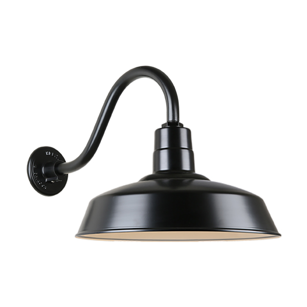 Hi Lite Warehouse One Light Outdoor Gooseneck Light in Black - H-QSN15118-SA-91/QSNB-42-91