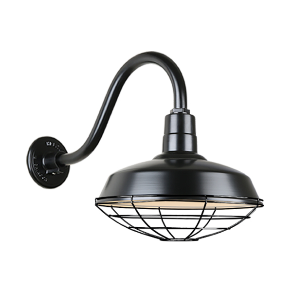 Hi Lite Warehouse One Light Outdoor Gooseneck Light in Black - H-QSN15118-SA-91/QSNB-42-91/QSNWGR-18``-91