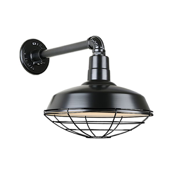 Hi Lite Warehouse One Light Outdoor Gooseneck Light in Black - H-QSN15118-SA-91/QSNB-44-91/QSNWGR-18``-91