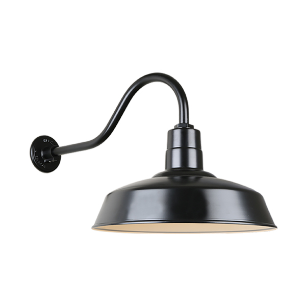 Hi Lite Warehouse One Light Outdoor Gooseneck Light in Black - H-QSN15118-SA-91/QSNHL-A-91
