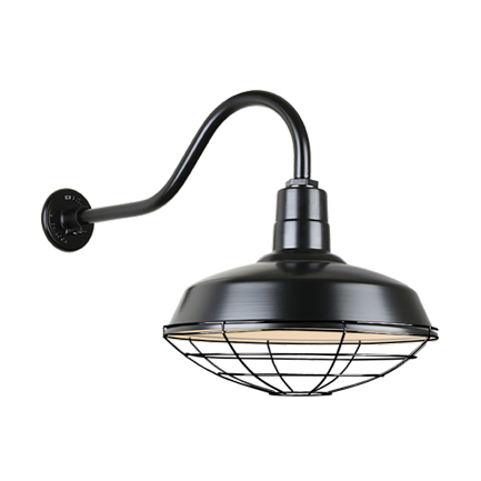 Hi Lite Warehouse One Light Outdoor Gooseneck Light in Black - H-QSN15118-SA-91/QSNHL-A-91/QSNWGR-18``-91