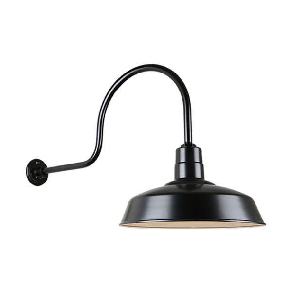 Hi Lite Warehouse One Light Outdoor Gooseneck Light in Black - H-QSN15118-SA-91/QSNHL-C-91